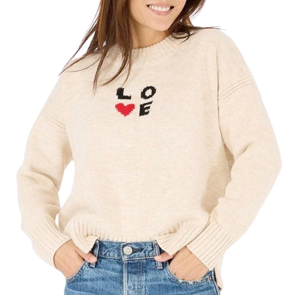 NEW KERRI ROSENTHAL boyfriend love squared sweater in natural